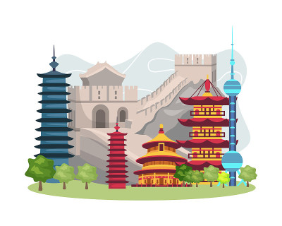矢量图中国地标