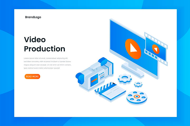 视频制作登陆页插图概念