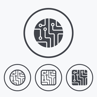电路板的迹象。技术方案图标。