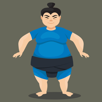 站着的女相扑手。