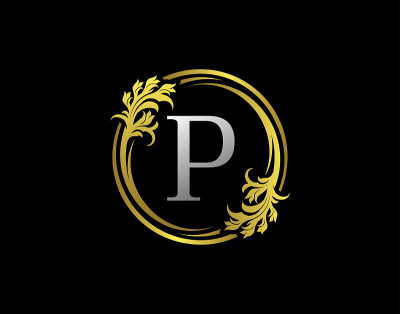 奢侈圈P字母花卉标志。