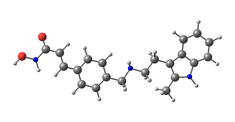 Panobinostat在白色上分离的分子结构