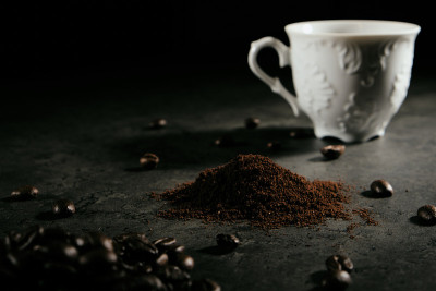 咖啡杯和咖啡背景