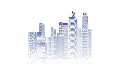 建筑和城市插图，城市场景的白色背景
