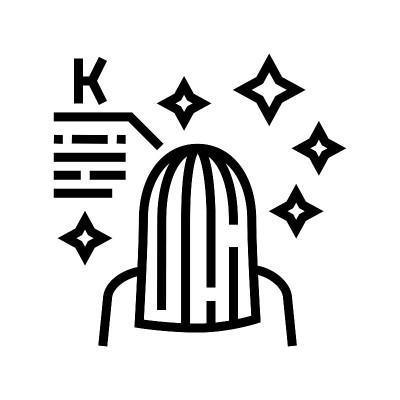 发型与角蛋白线图标矢量插图