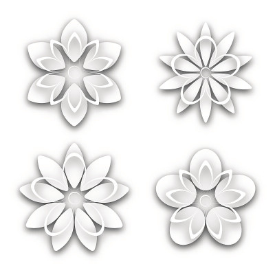 一套白纸花蕾，矢量插图。