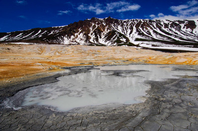 堪察加的风景，山脉和火山。