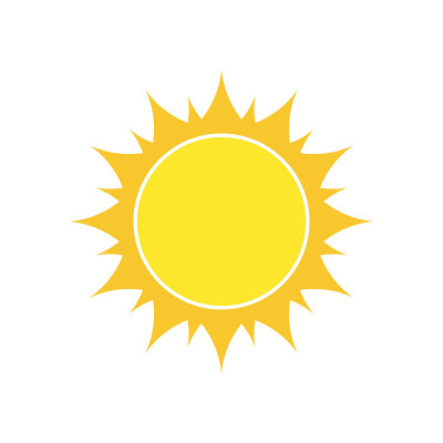 黄色太阳图标。矢量图