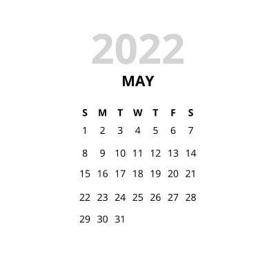 2022年五月日历