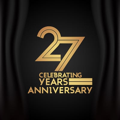 27周年庆典标志，采用金利线性字体编号