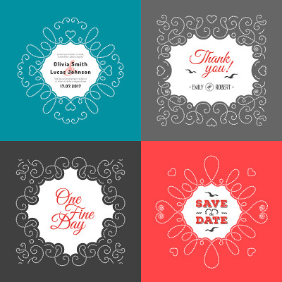 Invitation card, Wedding design template, postcard