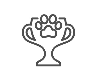 狗狗竞争线图标。宠物奖的迹象。向量