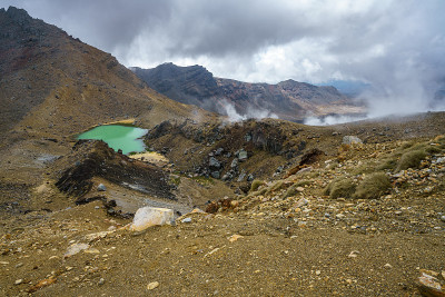 汤加里罗高山穿越，湖，烟，火山，新西兰