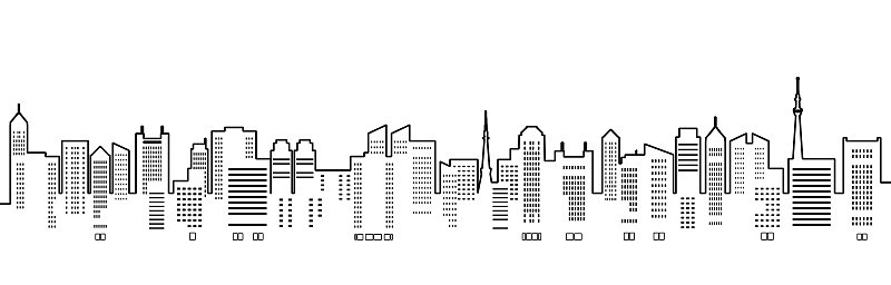 摩天大楼城市景观插画(线条艺术)