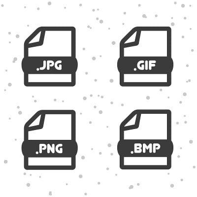 图像文件图标。下载JPG, PNG, GIF和BMP符号符号。网页按钮。