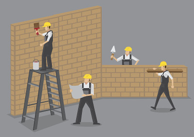 建筑工人在工作矢量插图