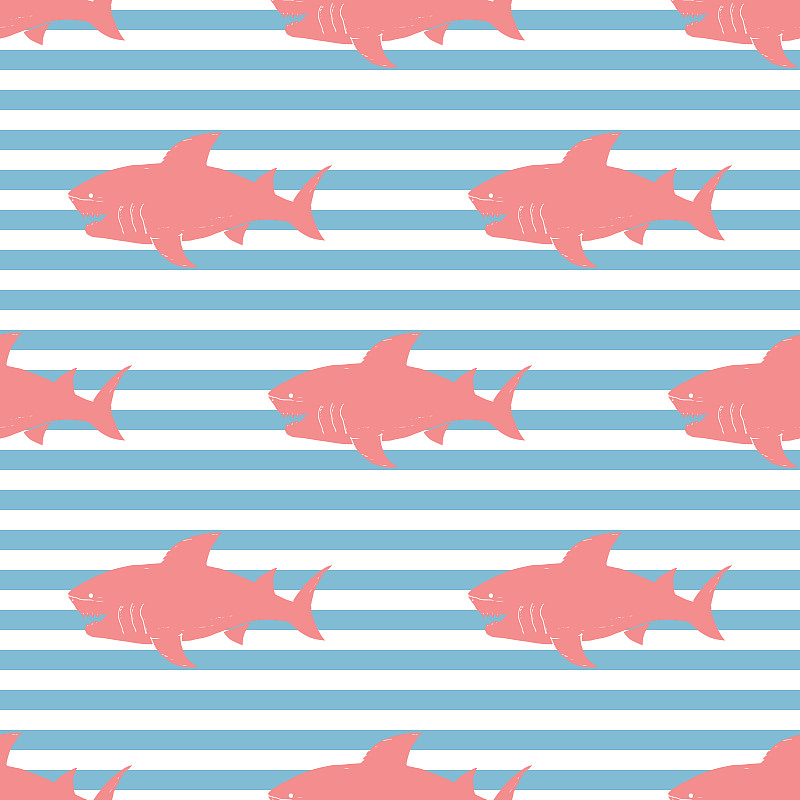 Shark seamless pattern, Hand drawn sketched doodle