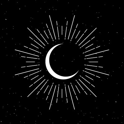 半月形的月光洒在黑色上。夜，天空，梦，睡眠的象征。