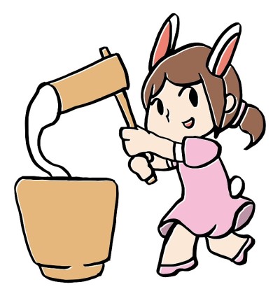 兔子耳朵的女孩在玩麻糬