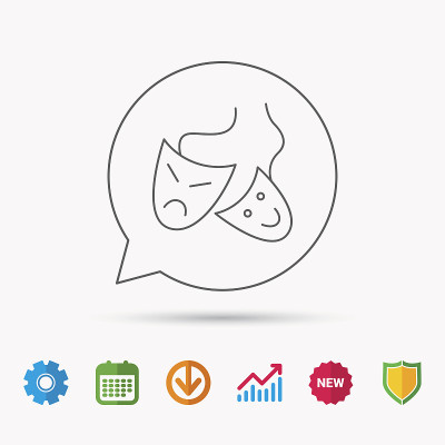 戏剧面具图标。戏剧和喜剧星座。
