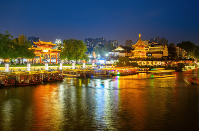 中国江苏省南京市孔庙夜景