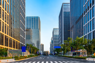 济南金融中心办公楼及街景