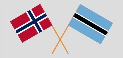 Crossed flags of Botswana and Norway