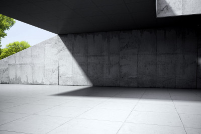 混凝土现代建筑汽车背景3D渲染