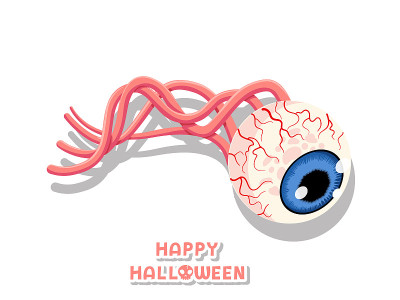 Happy Halloween. icon Creepy eye ball. Concept col