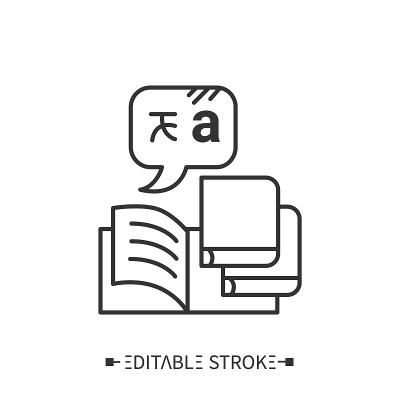 语言库行图标。可编辑的