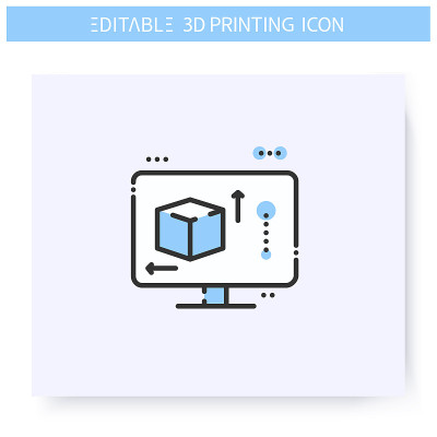 3d打印软件线图标。可编辑的