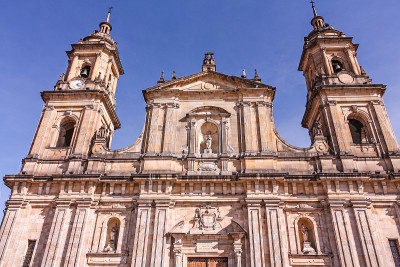Primada Cathedral of The BogotÃ’s Facade in The Pl