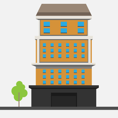 带有几层的公寓建筑的矢量图。