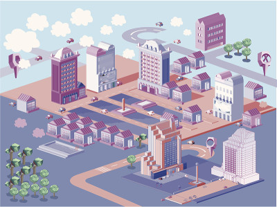 古董色等距城市地图创建工具包