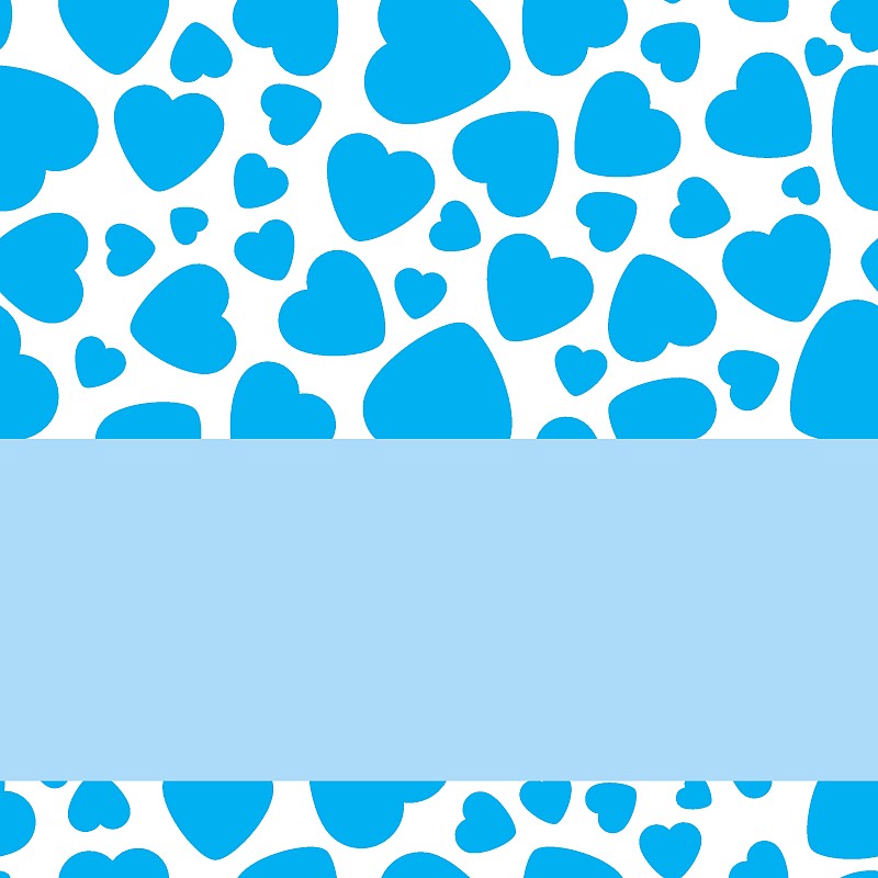 Vector Frame With Blue Heart On Blue Background.