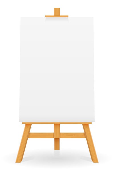 wooden easel for painting and drawing with a blank
