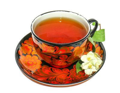 茶对与茉莉花枝