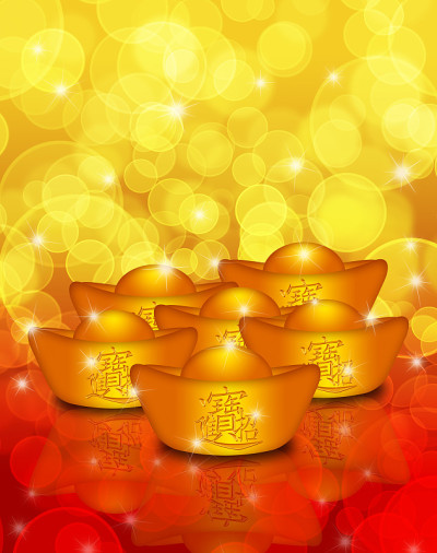 带有文字的中国金条带来财富和财富