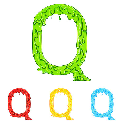 Letter Q with flow drops colors