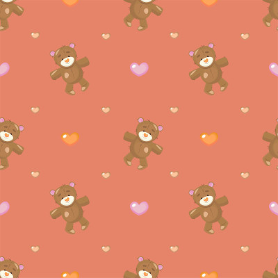 Cute seamless pattern with a Teddy bear and heart 