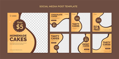 Homemade cakes social media post template for cake