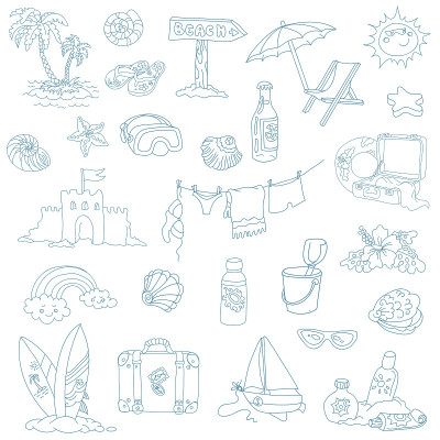 海滨和夏季的设计元素