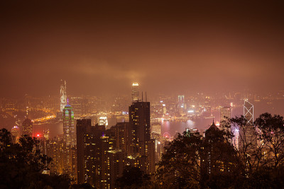 香港著名夜景照片从太平山顶