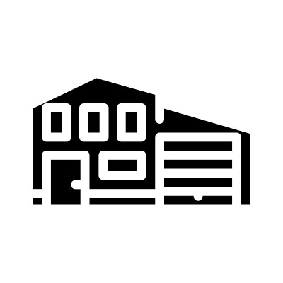 房子与车库字形图标矢量插图