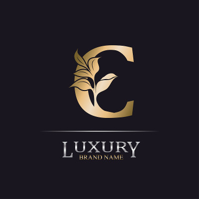 Golden Initial Letter C. Elegant design letter C w