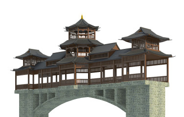 日本建筑孤立在白色背景的3d插图