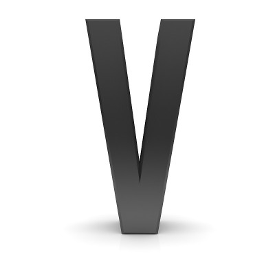 字母V黑色文本符号3d字母表