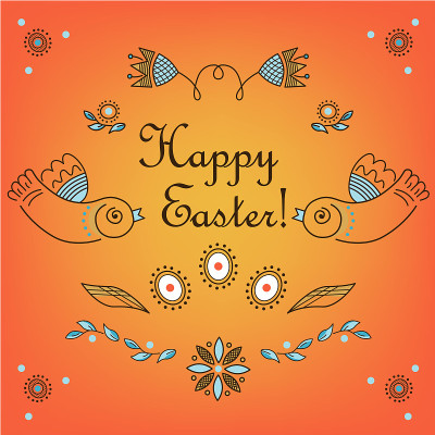 Happy Easter square illustration, color drawings o