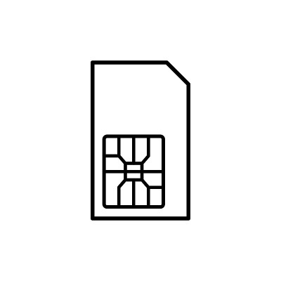 Sim卡矢量手机图标芯片线条风格。Sim卡图标符号矢量插图孤立在白色背景上。