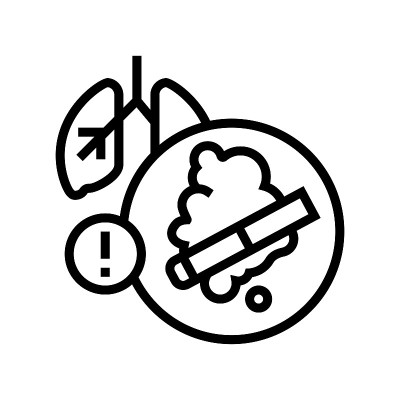 烟烟肺癌线图标矢量插图